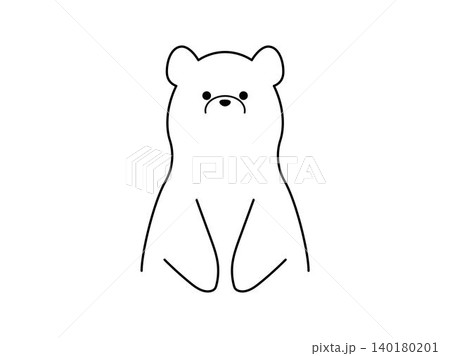 正面を向いてるシロクマの線画イラスト 140180201