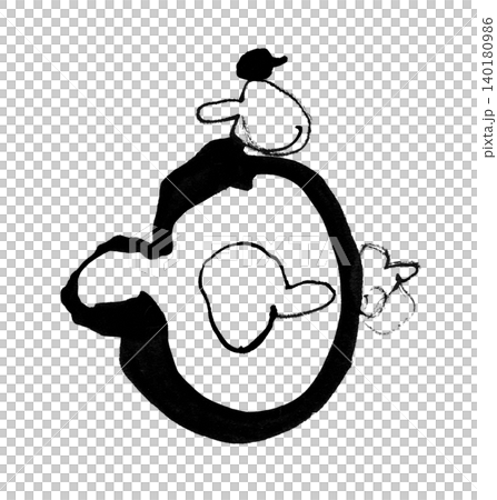[Transparent Background] Abstract ink painting of rounded figures, profiles, and characters. 140180986
