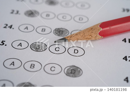 Answer sheets with pencil drawing fill to select choice, education concept. Answer sheets with pencil drawing fill to select choice, education concept. 140181198