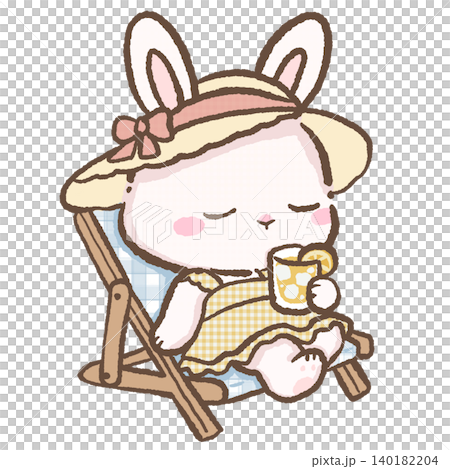 Peaceful Kawaii Bunny Lounging In Cozy Beach Chair Sipping Refreshing Lemon Drink During Relaxing Summer Holiday Clipart Illustration Peaceful Kawaii Bunny Lounging In Cozy Beach Chair Sipping Refreshing Lemon Drink During Relaxing Summer Holiday Clipart Illustration 140182204