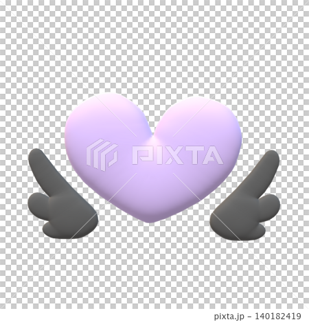 クレイ風ぷっくり堕天使 黒い羽 ハート クレイ風ぷっくり堕天使 黒い羽 ハート 140182419