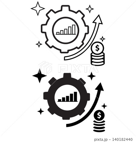 Cost Efficiency icon. The process of growth sign. Effective strategy symbol. Productivity increase logo. flat style. Cost Efficiency icon. The process of growth sign. Effective strategy symbol. Productivity increase logo. flat style. 140182440