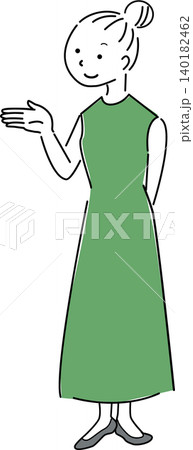 案内する若い女性の全身シンプルイラスト(説明・紹介・提案・人物素材) 案内する若い女性の全身シンプルイラスト(説明・紹介・提案・人物素材) 140182462