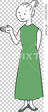 案内する若い女性の全身シンプルイラスト(説明・紹介・提案・人物素材) 案内する若い女性の全身シンプルイラスト(説明・紹介・提案・人物素材) 140182462