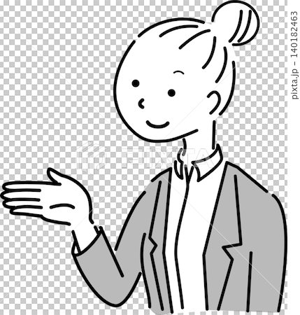 一位年輕女商人進行講解的簡單插圖(說明、介紹、提案、人物形象) 一位年輕女商人進行講解的簡單插圖(說明、介紹、提案、人物形象) 140182463