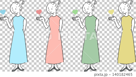 一組簡單的插圖,包括一個心形符號和一個年輕女子(象徵愛慕、愛、推薦和人物)。 一組簡單的插圖,包括一個心形符號和一個年輕女子(象徵愛慕、愛、推薦和人物)。 140182465