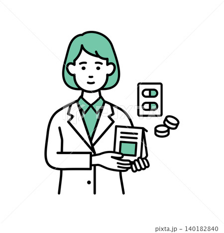 薬の紹介をする女性薬剤師 140182840