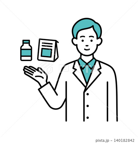 薬を説明する男性薬剤師 140182842