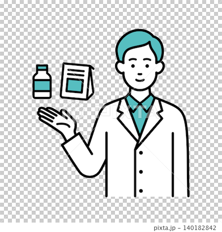 薬を説明する男性薬剤師 140182842