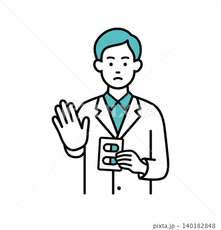 注意を促す男性薬剤師 注意を促す男性薬剤師 140182848