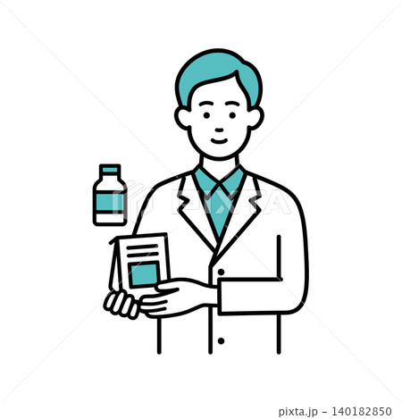 薬を紹介する男性薬剤師 薬を紹介する男性薬剤師 140182850