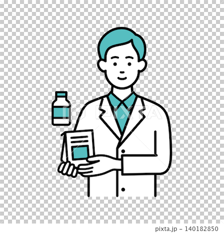 薬を紹介する男性薬剤師 薬を紹介する男性薬剤師 140182850