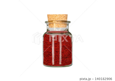 paprika in glass container isolated on white background paprika in glass container isolated on white background 140182906