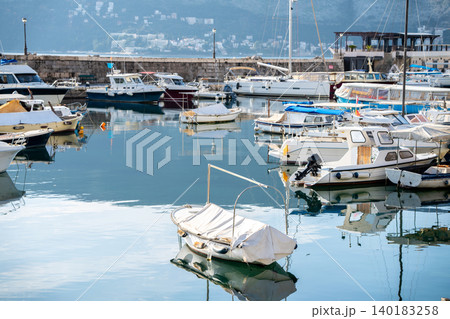 Yachts and boats moored in the marina Yachts and boats moored in the marina 140183258