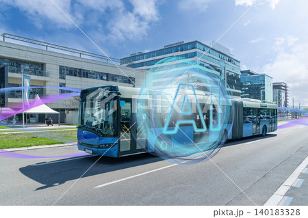 Modern bus on the city street. 140183328