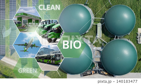 Biogas plant. Decarbonization and carbon neutrality concept Biogas plant. Decarbonization and carbon neutrality concept 140183477