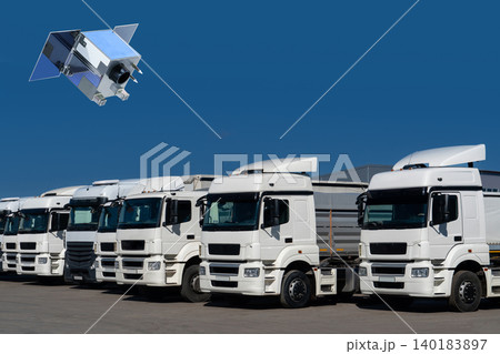 Satellite fleet tracking concept. Real-time monitoring of vehicles 140183897