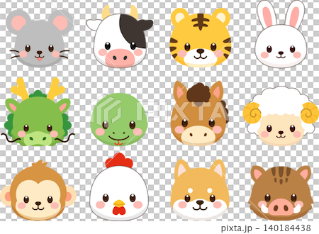 Cute animal face illustration set Cute animal face illustration set 140184438