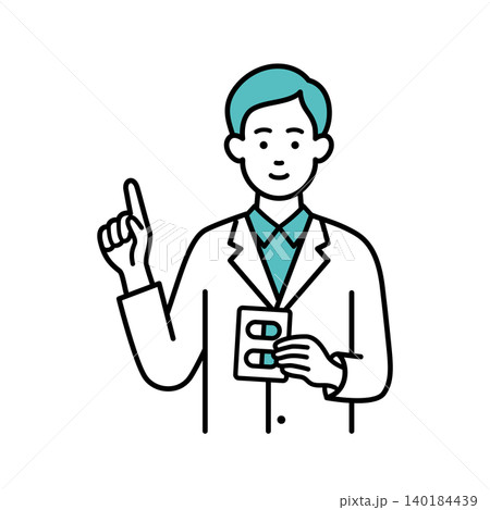 薬の説明をする男性薬剤師 薬の説明をする男性薬剤師 140184439