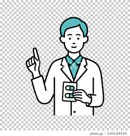 薬の説明をする男性薬剤師 薬の説明をする男性薬剤師 140184439