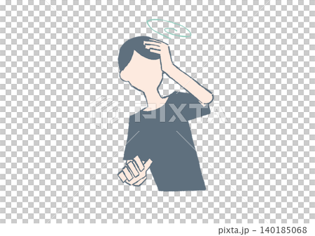一名男子感到頭暈的插圖 140185068