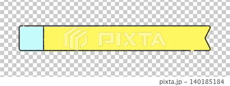 Yellow horizontal ribbon-shaped frame with light blue decorations - Simple and cute hand-drawn illustration material for text space Yellow horizontal ribbon-shaped frame with light blue decorations - Simple and cute hand-drawn illustration material for text space 140185184