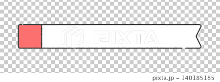 Decorated white horizontal ribbon-shaped frame - simple and cute sticky note-style hand-drawn illustration material for text space 140185185