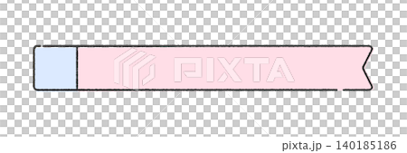 Pink horizontal ribbon-shaped frame with light blue decorations - Simple and cute hand-drawn illustration material for text space Pink horizontal ribbon-shaped frame with light blue decorations - Simple and cute hand-drawn illustration material for text space 140185186