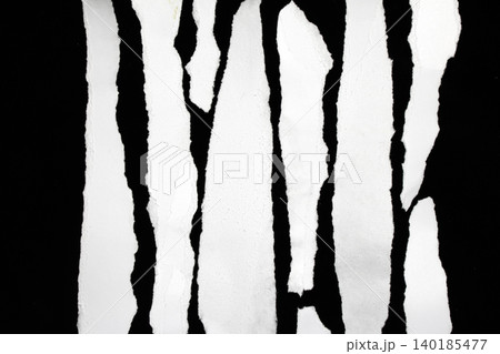 Ripped and torn white paper tear oon black background 140185477