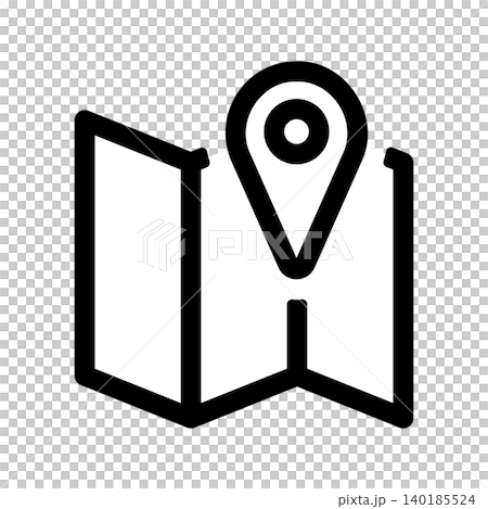 A tri-fold map and location pin icon. A tri-fold map and location pin icon. 140185524