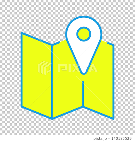 三折地圖和位置圖釘圖示。 三折地圖和位置圖釘圖示。 140185529