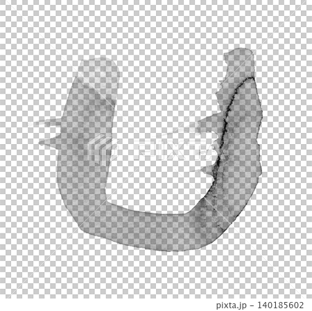 紙に水墨で描いた、U字型や磁石のような形のモノクロイラスト素材 紙に水墨で描いた、U字型や磁石のような形のモノクロイラスト素材 140185602