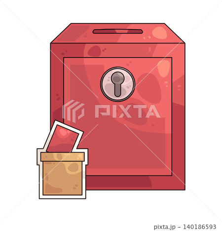 Illustration of Lock Ballot Box Illustration of Lock Ballot Box 140186593