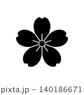 和風の縁起物モチーフ シンプルな桜アイコン02 140186671