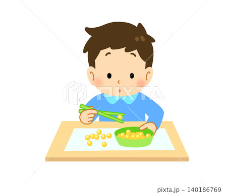 おはしの練習をする子どものイラスト 140186769