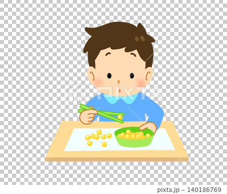 おはしの練習をする子どものイラスト 140186769