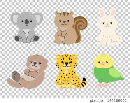 可愛動物角色插畫集(無尾熊、松鼠、兔子、海獺、藪貓、鸚鵡) 可愛動物角色插畫集(無尾熊、松鼠、兔子、海獺、藪貓、鸚鵡) 140186902