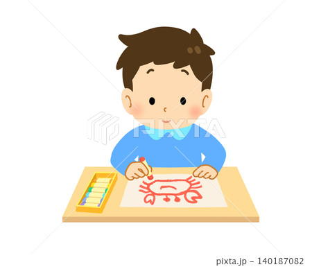 クレヨンで絵を描く子ども 140187082