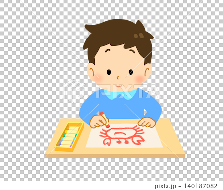 クレヨンで絵を描く子ども 140187082
