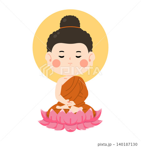 Buddha Meditating on Sacred Lotus Flower Buddha Meditating on Sacred Lotus Flower 140187130