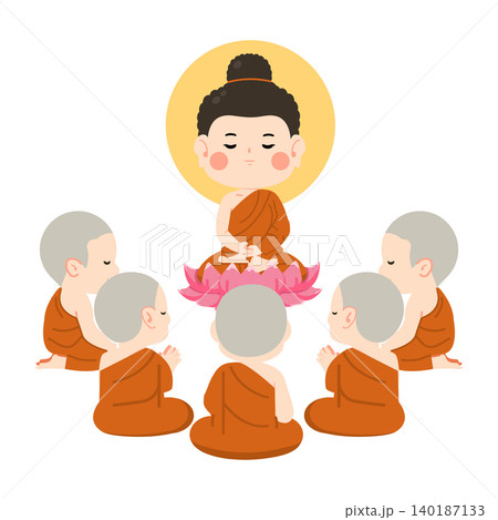 Buddha Teaching Monks Under Sacred Tree Buddha Teaching Monks Under Sacred Tree 140187133
