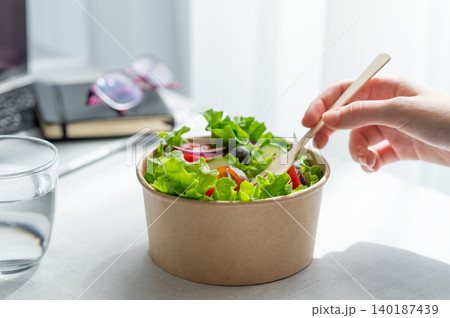 Healthy Salad Lunch While Working From Home Healthy Salad Lunch While Working From Home 140187439