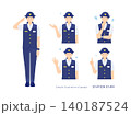 敬礼・案内・ひらめき・悩み 夏服の女性駅員ポーズイラストセット 140187524