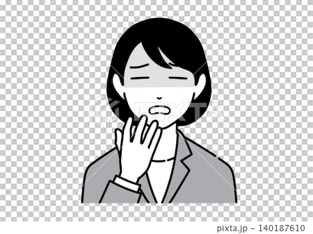 手を口元に当てて青ざめるスーツ姿の若い女性　会社員 140187610
