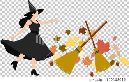 Witch illustration (Halloween) silhouette Witch illustration (Halloween) silhouette 140188016