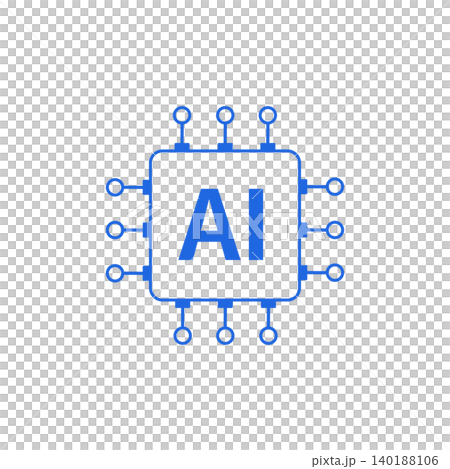 AI半導体チップのシンプルアイコン　青 140188106