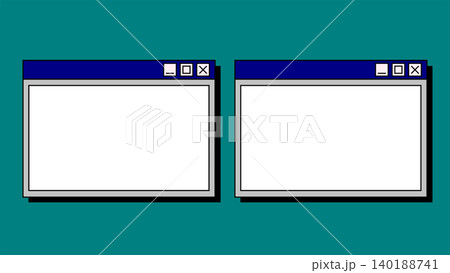 Two horizontal retro computer interface window frames from operating system with alpha channel 140188741