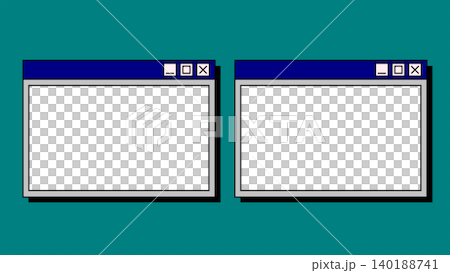 Two horizontal retro computer interface window frames from operating system with alpha channel 140188741