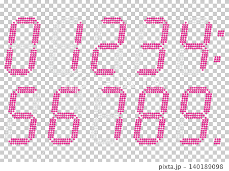 電光掲示板風のデジタルピンクの斜体数字 電光掲示板風のデジタルピンクの斜体数字 140189098