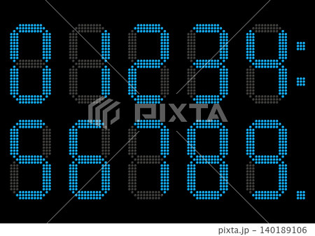電光掲示板風のデジタル青数字 黒バック 140189106